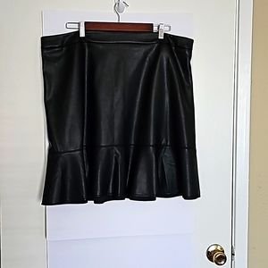 Eloquii Elements Black Faux Leather Skirt with Flounce Size 18